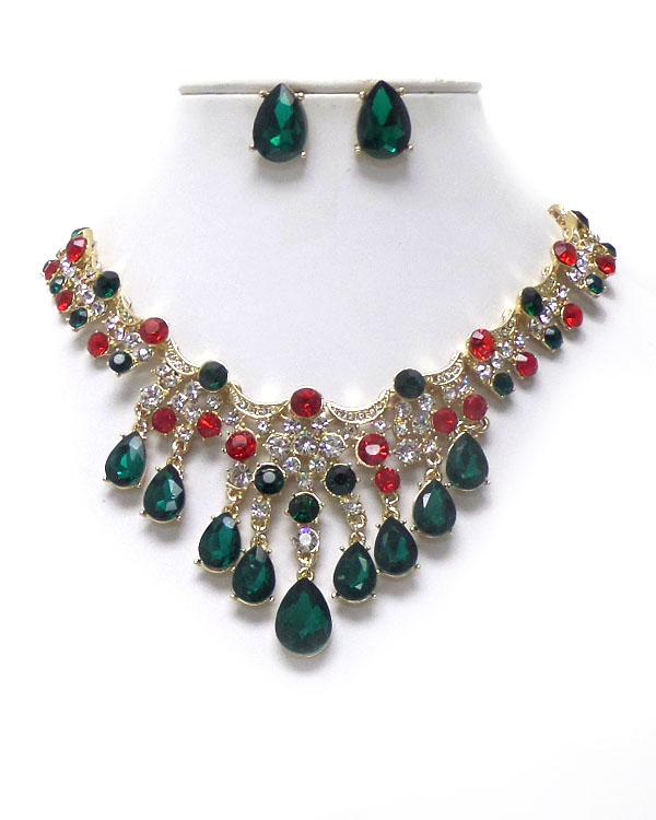 LUXURY CLASS VICTORIAN STYLE AND AUSTRIAN CRYSTAL DECO PARTY NECKLACE EARRING SET