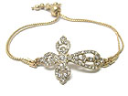 CRYSTAL FASHION CROSS AND METAL CORD FRIENDSHIP BRACELET