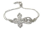 CRYSTAL FASHION CROSS AND METAL CORD FRIENDSHIP BRACELET