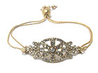 CRYSTAL FASHION OVAL WITH FLOWER INSIDE AND METAL CORD FRIENDSHIP BRACELET