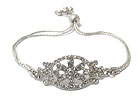 CRYSTAL FASHION OVAL WITH FLOWER INSIDE AND METAL CORD FRIENDSHIP BRACELET