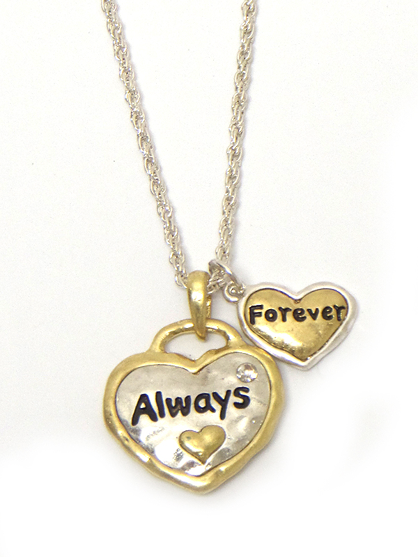 HANDMADE DOUBLE HEART NECKLACE - ALWAYS FOREVER
