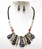 ANIMAL PRINT CRYSTAL AND METAL NECKLACE SET - Wholesale Fashion Jewelry