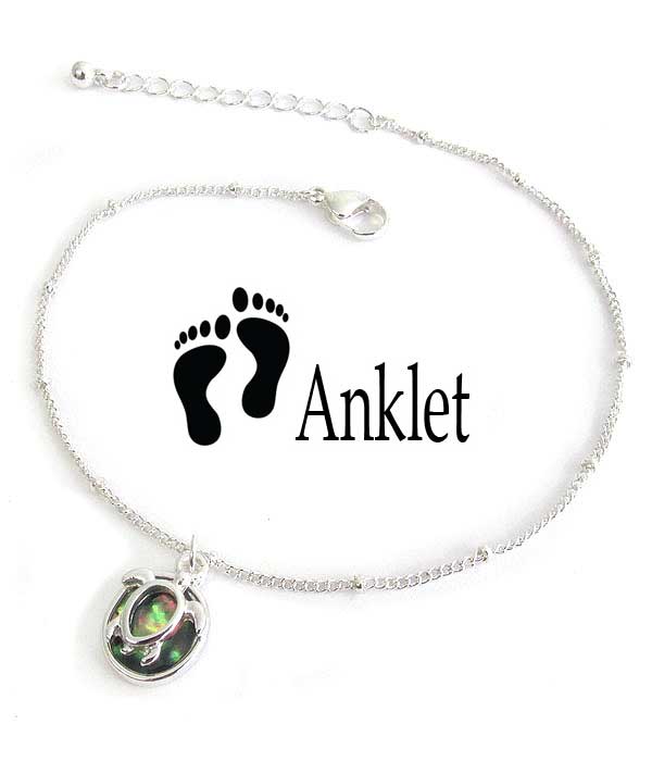 SEALIFE THEME ABALONE ANKLET - TURTLE