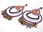 LARGE MULTI COLOR SMALL BEADS DECO FRAME AND CHARMS EARRING?