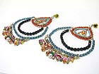LARGE MULTI COLOR SMALL BEADS DECO FRAME AND CHARMS EARRING?