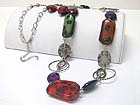 ANIMAL PRINT ACRYL STICK AND METAL CHAIN LINK NECKLACE EARRING SET