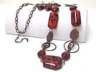ANIMAL PRINT ACRYL STICK AND METAL CHAIN LINK NECKLACE EARRING SET