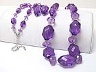 MIXED SIZE FACET GLASS STONE LINK NECKLACE EARRING SET