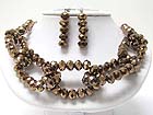FACET GLASS BEADS HOOP INTERLINK NECKLACE EARRING SET