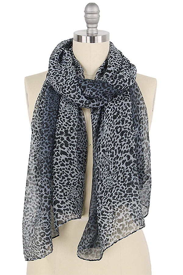 LEOPARD OMBRE PRINT SCARF - 100% POLYESTER