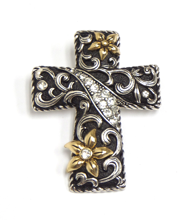 CRYSTAL AND TAILORED CROSS PENDANT
