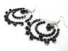 FACET GLASS STONE DECO DOUBOLE HOOP DROP EARRING