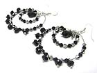 FACET GLASS STONE DECO DOUBOLE HOOP DROP EARRING