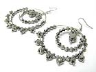 FACET GLASS STONE DECO DOUBOLE HOOP DROP EARRING