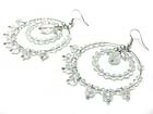 FACET GLASS STONE DECO DOUBOLE HOOP DROP EARRING