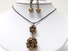 DUAL FACET GLASS BEADS CLUSTER BALL DROP NECKALCE EARRNG SET