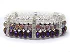 CRYSTAL BAR FACET GLASS BEADS STRETCH BRACELET