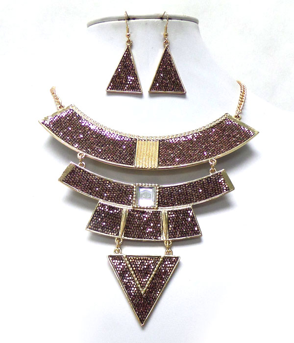 SHINY LAYER WITH METAL BORDER NECKLACE SET