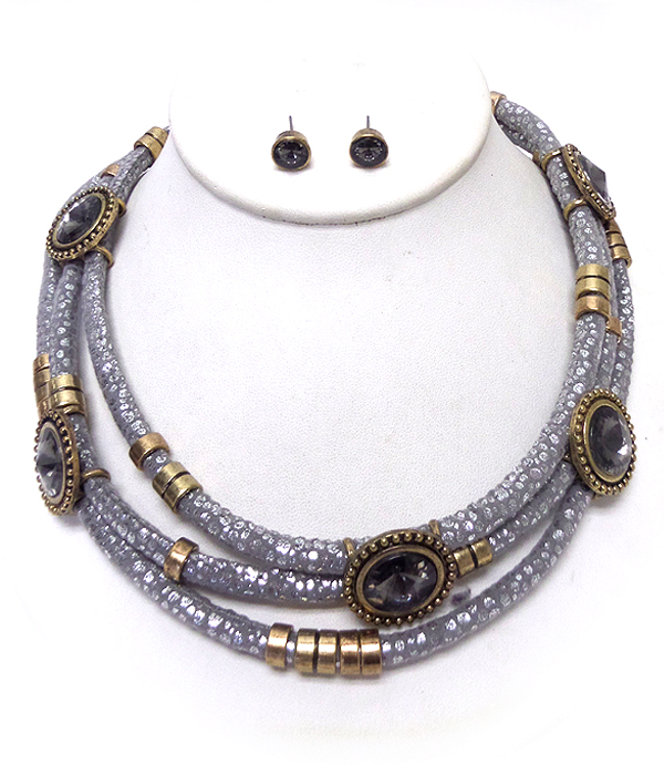 MULTI LAYER ROPE CRYSTALS NECKLACE SET