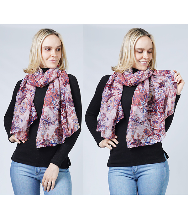 PAISLEY PRINT SCARF - 100% POLYESTER