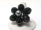 FACET BEADS FLOWER STRETCH RING