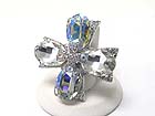 CRYSTAL OVAL CROSS STRETCH RING