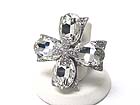 CRYSTAL OVAL CROSS STRETCH RING