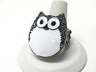 CRYSTAL STUD METAL EPOXY OWL STRETCH RING