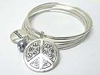 PEACE THEME CHARM DANGLE MULTI ROW METAL BANGLE