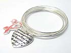 PINK RIBBON THEME CHARM DANGLE MULTI ROW METAL BANGLE