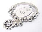 PEACE THEME CHARM DANGLE METAL BALL STRETCH BRACELET