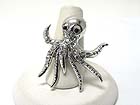WHITE GOLD PLATING CRYSTAL STUD OCTOPUS ADJUSTABLE SIZE RING