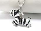 WHITE GOLD PLATING EPOXY ZEBGRA PENDANT NECKLACE