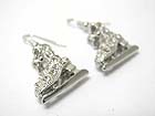 WHITE GOLD PLATING CRYSTAL STUD SKATING SHOE EARRING