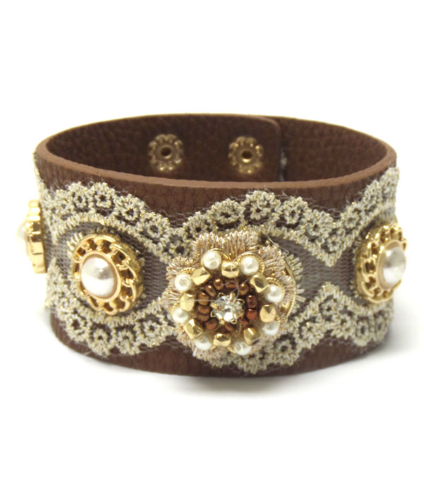 LACE WITH LEATHER BRACELET