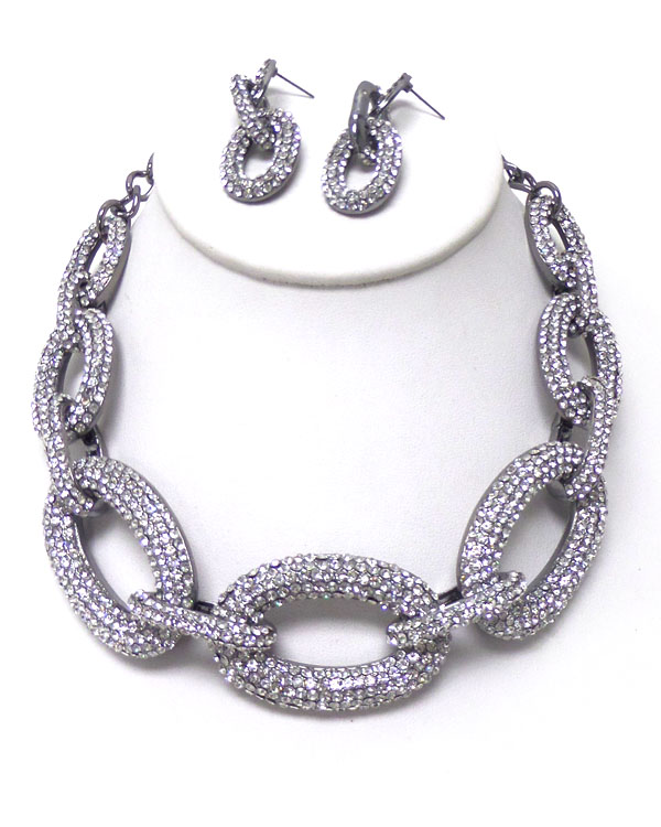 LUXURY CLASS THICK BOLD PAVE LINKS NECKLACE SET