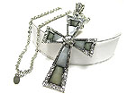 CRYSTAL AND METAL EPOXY LUXURY CROSS PENDANT NECKLACE