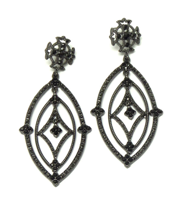 CRYSTAL CENTER DOUBLE OVAL DROP EARRING