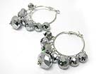 FACET GLASS STONE HOOP EARRING