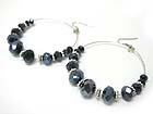 FACET GLASS STONE HOOP EARRING