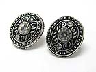 CRYSTAL STUD TEXTURED OVAL EARRING