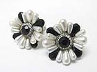 CRYSTAL STUD PEARL FLOWER EARRING