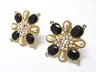 CRYSTAL STUD PEARL FLOWER EARRING