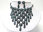 PATINA DISK LINK BIB STYLE NECKLACE EARRING SET