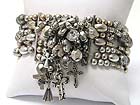 MULTI CHARM TASSEL DANGLE METAL BEADS STRETCH BRACELET