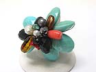 CHUNKY FACET ACRYL AND PEARL FLOWER STRETCH RING