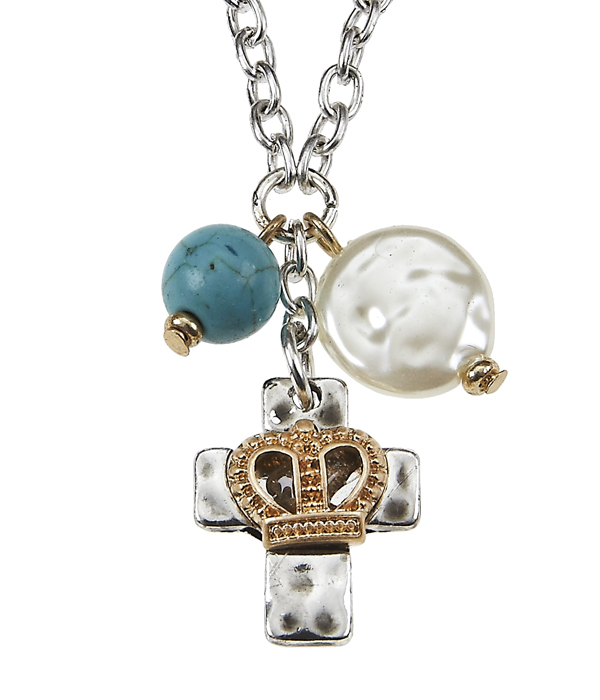 CROWN AND CROSS NECKLACE