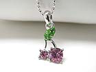 WHITE GOLD PLATING CRYSTAL STUD CHERRY PENDANT NECKLACE