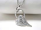 WHITE GOLD PLATING CRYSTAL STUD DESIGN HEART PENDANT NECKLACE